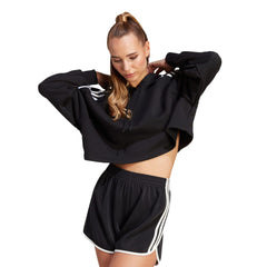 Adidas Women's Cropped 3-Stripes Black Sweatshirt
