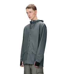 Rains Waterproof Jacket with Buttons in Grey
