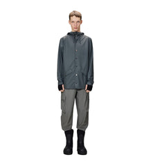 Rains Waterproof Jacket with Buttons in Grey