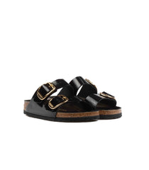 Brikenstock Arizona Big Buckle Shine Black Natural Leather