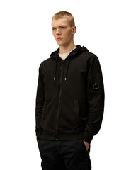 CP Company Light Fleece Full Zip Sweatshirts Hooded Open Black Men