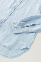 Woolrich Pure Linen Garment Dyed Shirt in Light Blue