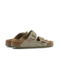 Birkenstock Arizona Faded Khaki Suede Leather Suola Morbida Narrow Fit