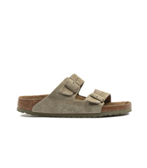 Birkenstock Arizona Faded Khaki Suede Leather Suola Morbida Narrow Fit