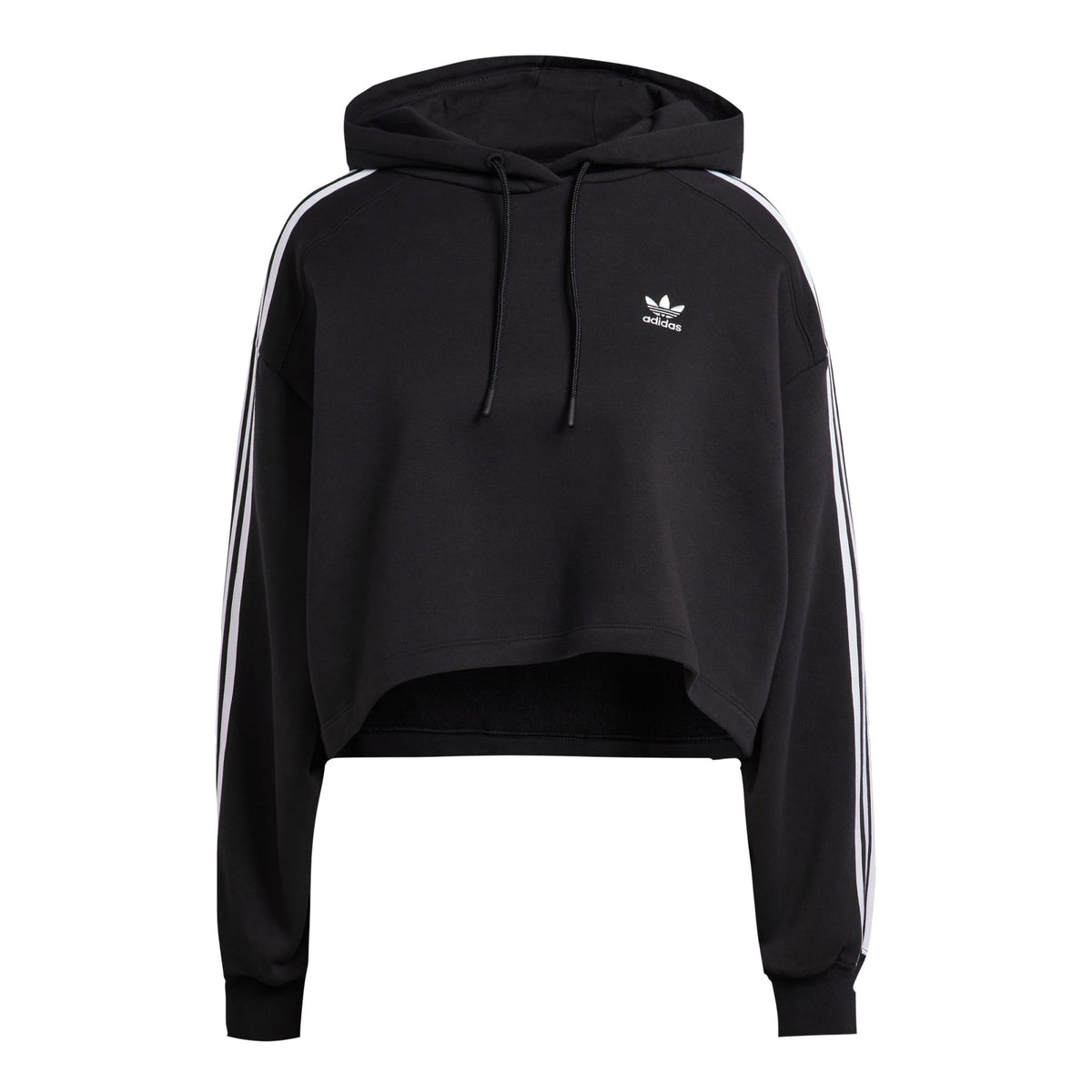 Adidas Women's Cropped 3-Stripes Black Sweatshirt