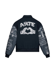 Arte Antwerp Graffiti Varsity Jacket  Navy