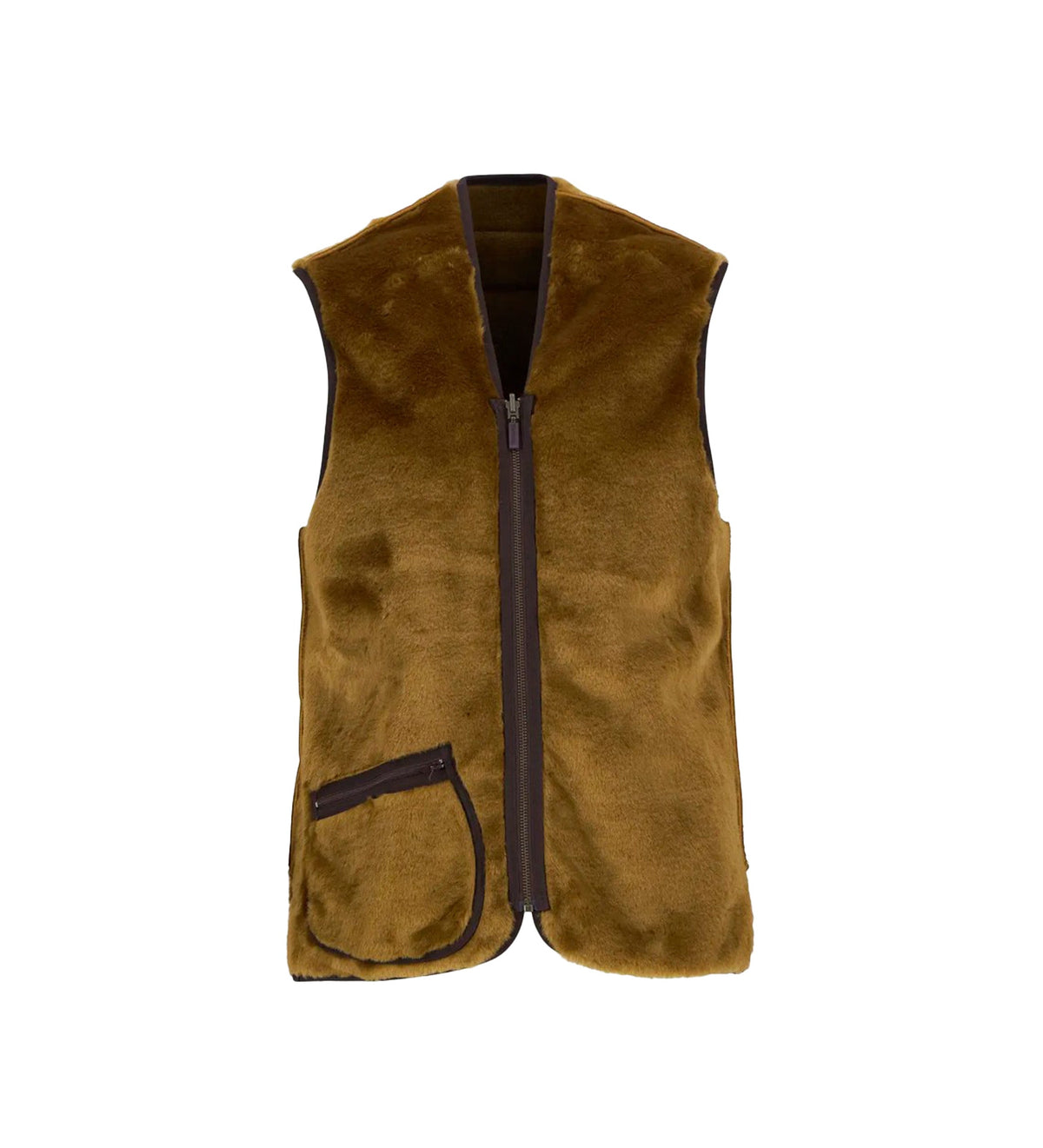 Barbour Men's Warm Pile Waistcoat Zip Up Brown