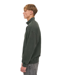 Colorful Stabdard Felpa Zip A 3/4 Cotone Organico Verde Foresta