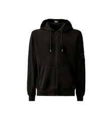 CP Company Light Fleece Full Zip Sweatshirts Hooded Open Black Men