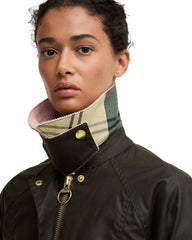 Barbour Cropped Beadnell Waxed Jacket Verde Oliva