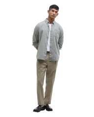 Camicia Barbour  Lino Botton Down Oliva Uomo