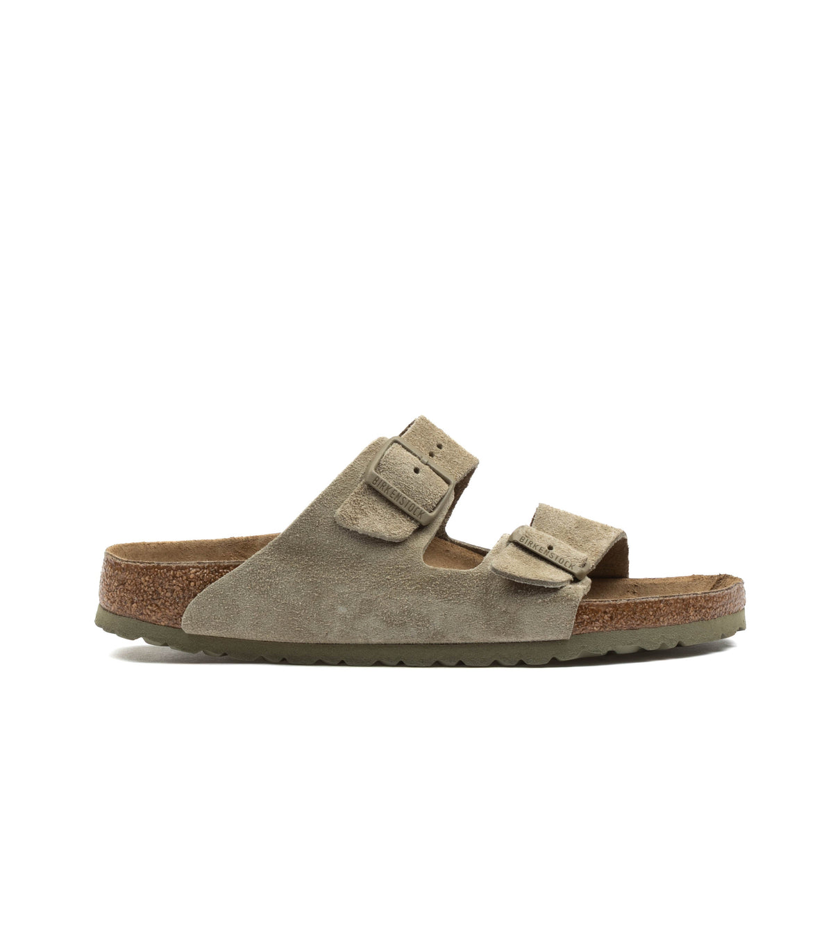 Birkenstock Arizona Faded Khaki Suede Leather Suola Morbida Narrow Fit