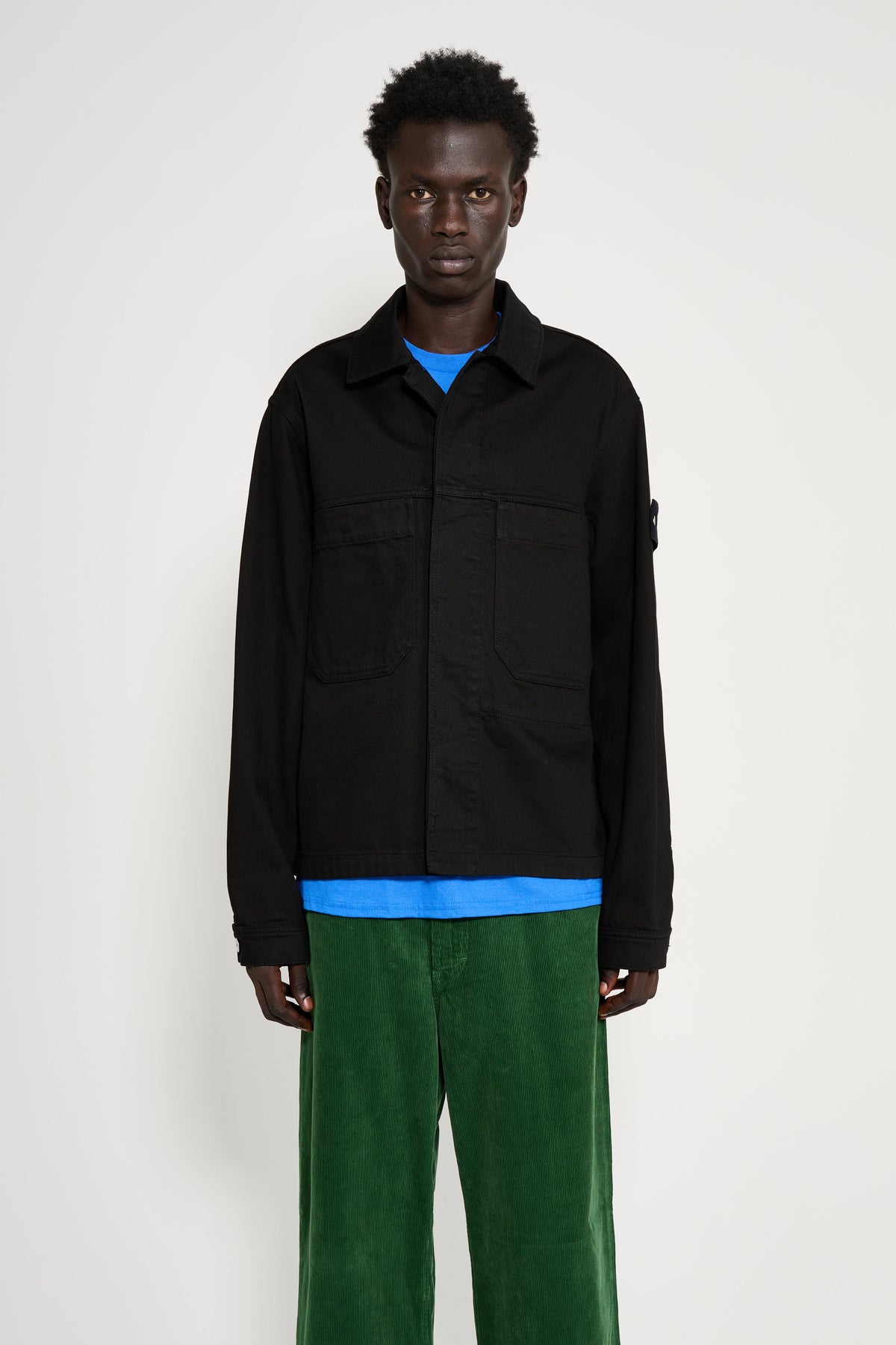 Stone Island Denim Research Buttoned Chore Jacket Bull Denim-TC Black