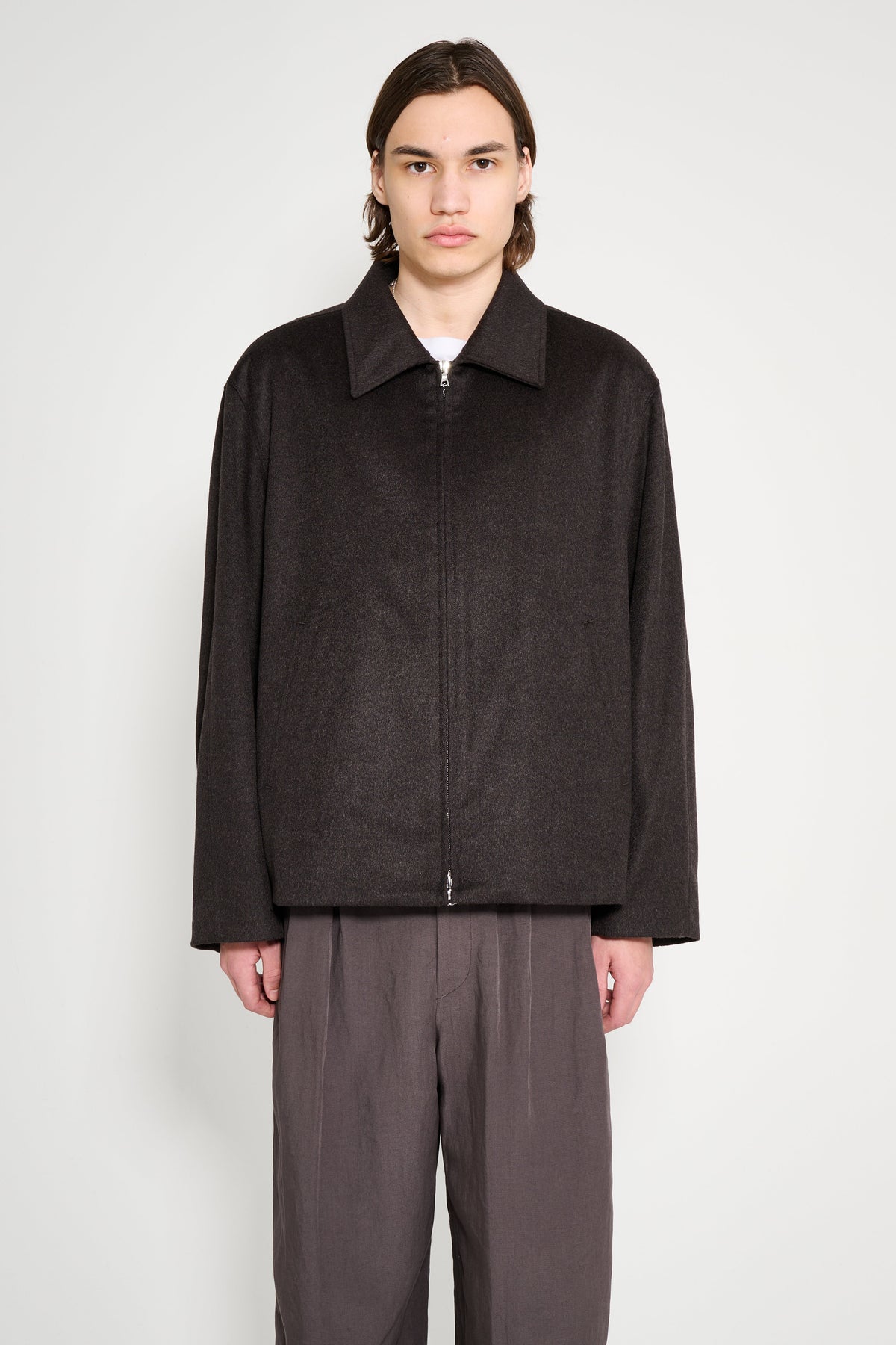 ssstein Pure Cashmere Zip Short Jacket Dark Brown